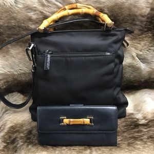 Gucci Bamboo Black Purse and Wallet